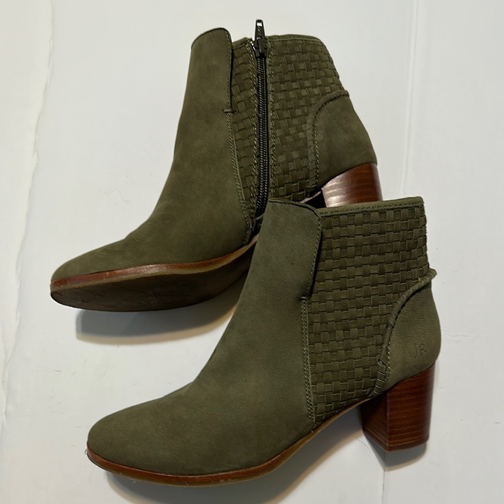Jack Rogers Green Ankle Booties with Stacked Heel